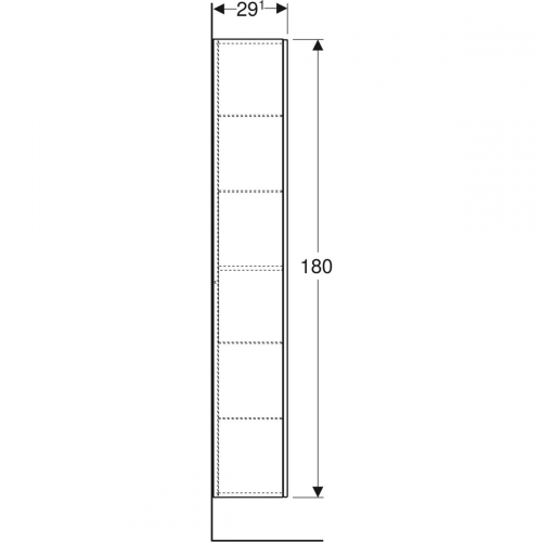 Geberit iCon magas szekrény, egy ajtóval, 36x180x29.1cm, Fehér/Matt bevonat 502.316.01.3
