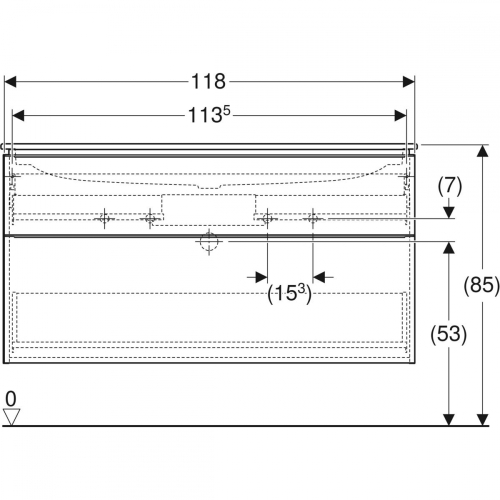 Geberit iCon mosdószekrény mosdóval, 120x63x48cm, tölgy/melamin faszerkezet, láva/matt porbevonatos 502.338.JH.1