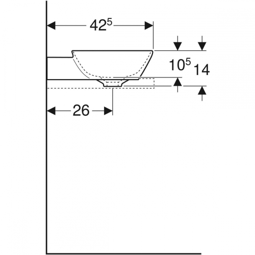 Geberit ONE 50x42,5 cm KeraTect pultra ültethető mosdó csaplyuk nélkül, fehér 505.041.01.6
