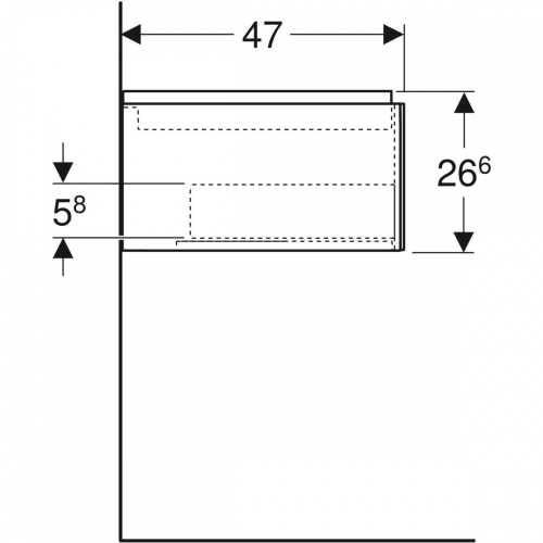 Geberit ONE alsó szekrény mosdóhoz, egy fiókkal, 90x26.6x47cm, fehér/magasfényű bevonat 505.073.00.1