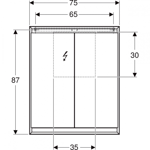 Geberit ONE tükrös szekrény ComfortLight világítással, két ajtóval, falon kívüli szerelés, 90x75cm, eloxált alumínium 505.812.00.1