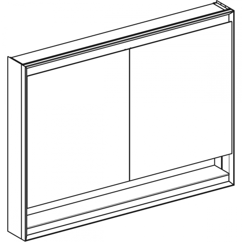 Geberit ONE tükrös szekrény nyitott polccal és ComfortLight világítással, 90x120 cm, eloxált alumínium 505.835.00.1