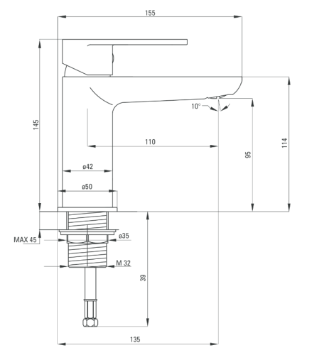 Deante Alpinia mosdó csaptelep matt fekete BGA_N20M