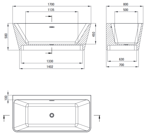 Deante Hiacynt 170x80 cm szabadonálló akril kád KDH_017W