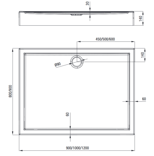 Deante Jasmin 80x90 cm téglalap alapú akril zuhanytálca KGJ_049B