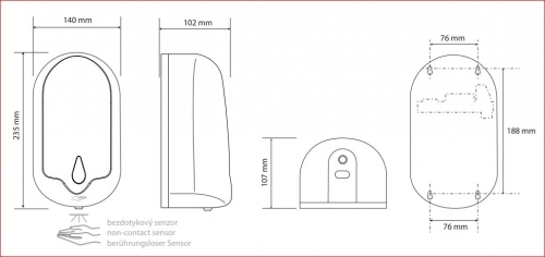 Sapho BEMETA HOTEL fali automata szappanadagoló, 140x235x102mm, 1200ml (124109290)