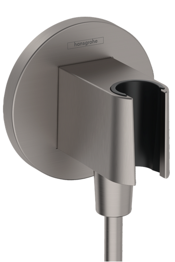 Hansgrohe FixFit S Fali tömlőcsatlakozás zuhanytartóval, kerek, szálcsiszolt fekete króm 26888340