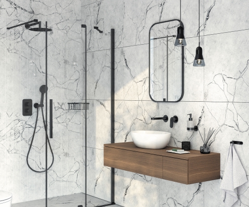 Deante PRIZMA 90 cm Walk-in tolóajtós zuhanyfal, nero KTJ_N39R