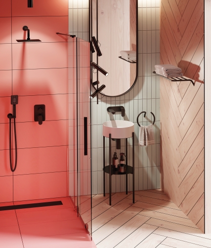 Deante PRIZMA 90 cm Walk-in tolóajtós zuhanyfal, nero KTJ_N39R