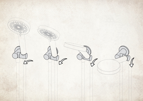 Deante CASCADA kerek sarokcsatlakozó kézizuhany tartóval, nero NAC_N57K