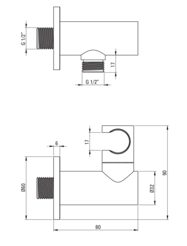 Deante CASCADA kerek sarokcsatlakozó kézizuhany tartóval, nero NAC_N57K
