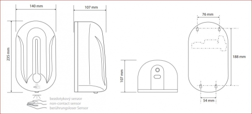 Sapho BEMETA HOTEL fali automata szappanadagoló, 140x235x107mm, 1100ml (124109347)