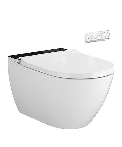 Cersanit (MEISSEN-KERAMIK) Genera Ultimate bidé funkciós ovális okos wc ülőkével, fekete takarópanel S701-514