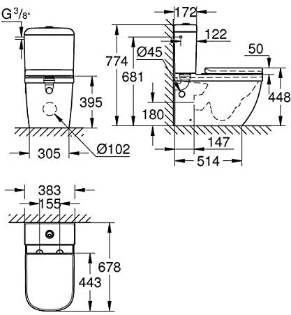 Grohe Euro Ceramic monoblokkos wc PureGuard felülettel 3946200H (K)