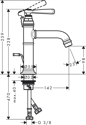 Hansgrohe AXOR Montreux 100 egykaros mosdó csaptelep automata leeresztővel, króm 16515000