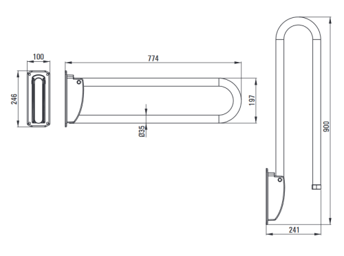 Deante Vital felhajtható kapaszkodó, 760 mm, fehér NIV_641D