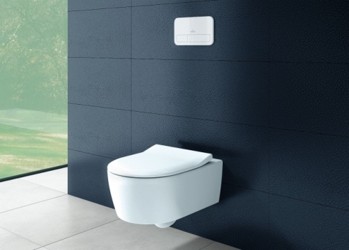 Villeroy & Boch Avento perem nélküli fali wc lassú záródású ülőkével kombi pack CeramicPlus felülettel Stone White 5656HRRW
