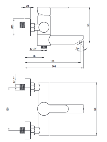 Deante Neo Lupo kádtöltő csaptelep, szálcsiszolt BLU_F10M