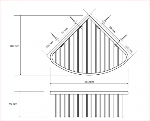 Sapho BEMETA HEMATIT fali rácsos szappantartó, 265x90x205mm (159208312)