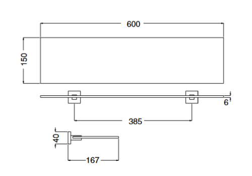 Bugnatese MINIMALISTA QUADRO üvegpolc 60 cm 22830CR