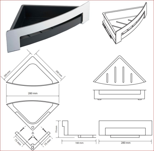 Sapho BEMETA CYTRO Szappantartó ABS tálcával, 280x75x160mm, polírozott 102208272