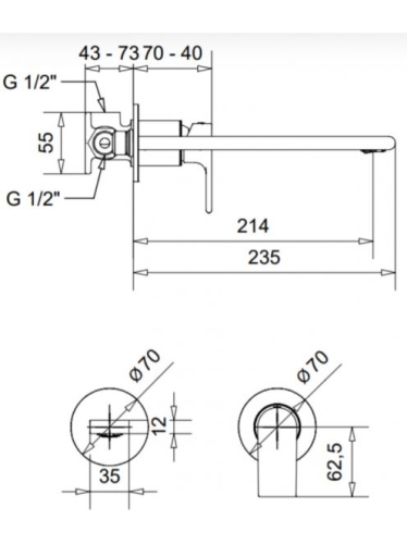 Bugnatese Simple fali mosdócsaptelep 21 cm kifolyóval, króm 6646CR
