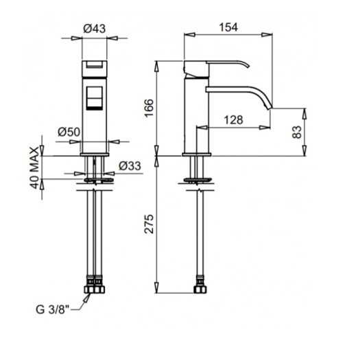 Bugnatese Tess mosdócsaptelep klikk-klakk leeresztővel, matt fehér 9613SCBI