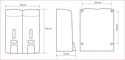 Sapho BEMETA HOTEL Dupla szappanadagoló, 120x185x75mm, 2x300ml, ABS/matt 121209135