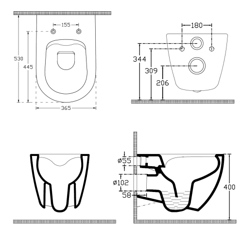 Sapho ISVEA INFINITY RIMLESS fali WC, matt lazac 10NF02001-2S
