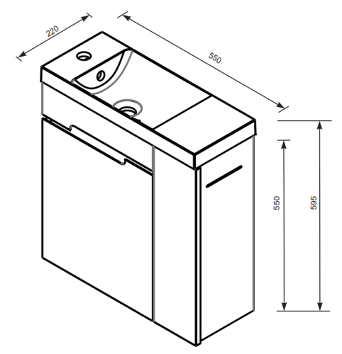 Roltechnik Silver 55 kézmosó szekrénnyel, jobbos OR33-ZD2D-55-1-P