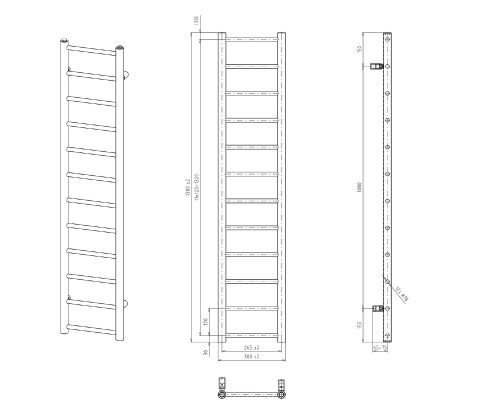 Sapho DINA 300x1380 mm fürdőszobai radiátor, fehér IR363W