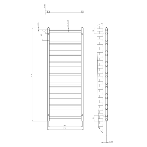 Sapho METRO DOS 550x1430mm fürdőszobai radiátor, matt fehér IR431