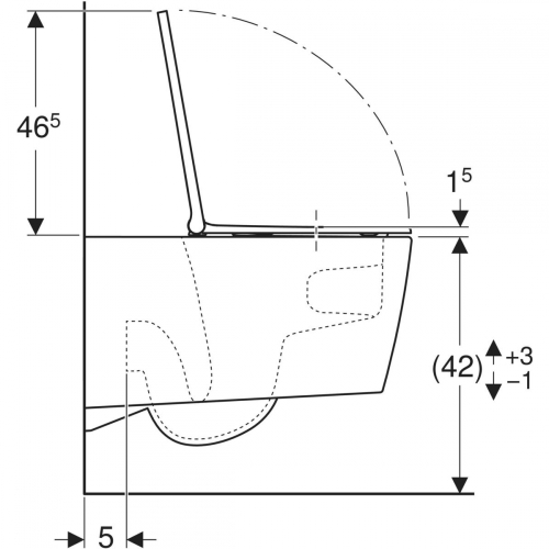 Geberit ONE fali WC-csésze, TurboFlush, WC-ülőkével, mélyöblítésű, 54cm, matt fehér/fényes króm, KeraTect® 500.202.JT.1