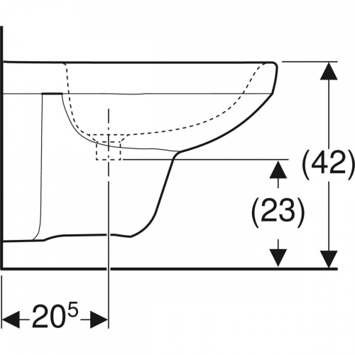 Geberit Selnova Square fali bidé, 53cm, túlfolyóval 500.271.01.5