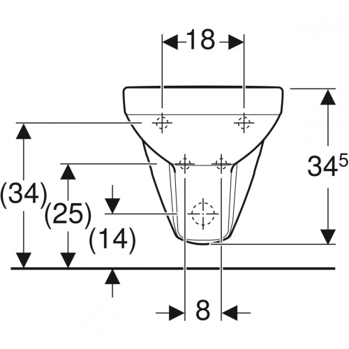 Geberit Selnova Square fali bidé, 53cm, túlfolyóval 500.271.01.5