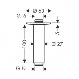 Hansgrohe Mennyezeti csatlakozó 100 mm, matt fehér 27479700