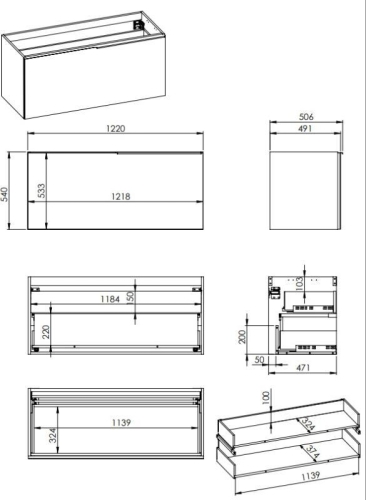 AREZZO design Malibu alsószekrény 120 1 fiók + 1 fiók , matt szürke AR-168385