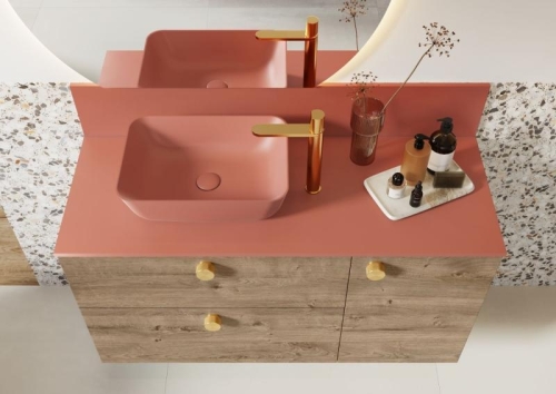 AREZZO design műmárvány mosdópult 100x46x1,5 cm tera pink AR-168820