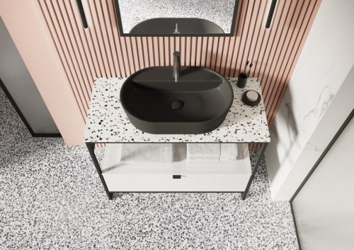 AREZZO design TERRAZZO műmárvány mosdópult 100x46x2 cm mix matt AR-168819