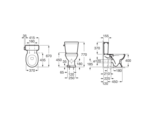 Roca Carmen monoblokkos wc csésze, fekete A3420A7560