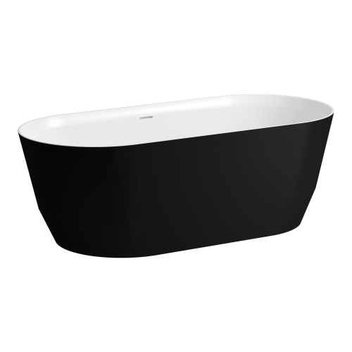Laufen Pro 165x75 cm szabadon álló fürdőkád, Marbond kompozit anyagból matt fekete/fényes fehér H2399520680001