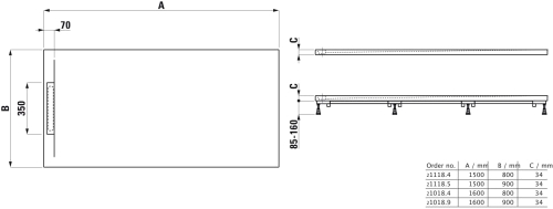 Laufen Pro S 150x90 cm zuhanytálca, Marbond kompozit anyagból, fehér H2111850000001