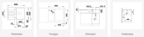 BLANCO LEXA 40 S gránit mosogató, fekete 525897