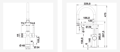 BLANCO CATRIS-S Flexo Filter vízszűrős mosogató csaptelep, PVD Steel 526706