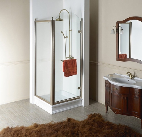 Sapho GELCO ANTIQUE 80 jobbos zuhanyajtó transzparent üveggel, világos bronz GQ1380RCL