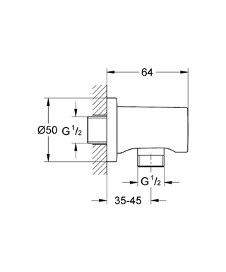 Grohe Rainshower fali csatlakozó könyök, polished nickel 27057BE0
