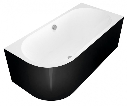Sapho POLYSAN VIVA R MONOLITH 180x75x60cm asszimetrikus kád, fekete/fehér 72129MB