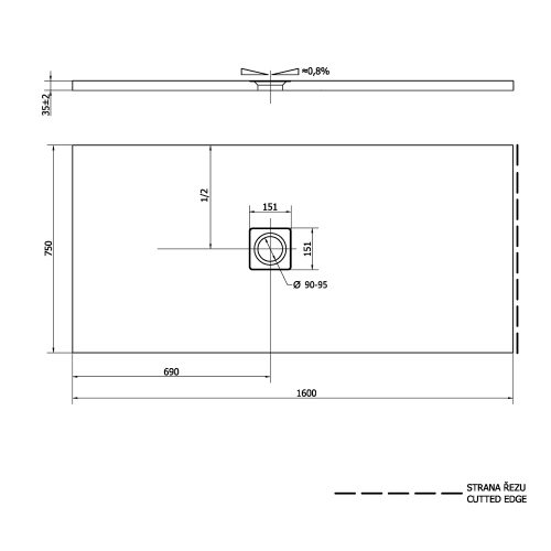 Sapho POLYSAN FLEXIA 160x75 cm öntöttmárvány zuhanytálca, fehér 72921