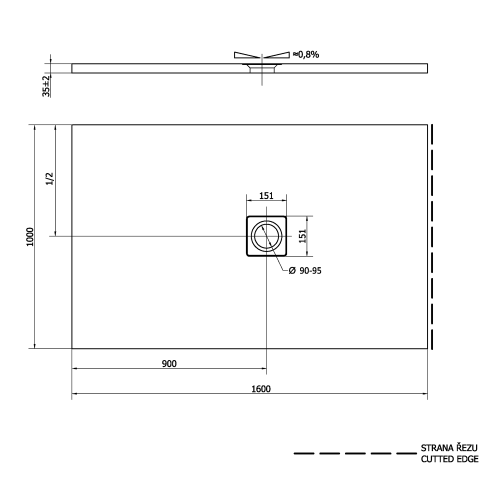 Sapho POLYSAN FLEXIA 160x100 cm öntöttmárvány zuhanytálca, fehér 72920