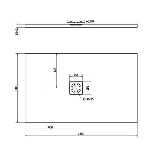Sapho POLYSAN FLEXIA 130x80 cm öntöttmárvány zuhanytálca, fehér 72899